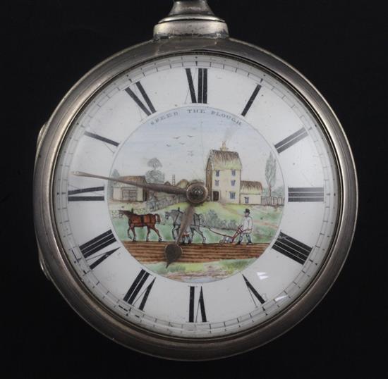 An early Victorian silver pair cased keywind verge pocket watch by J. Hughes, Carnarvon,